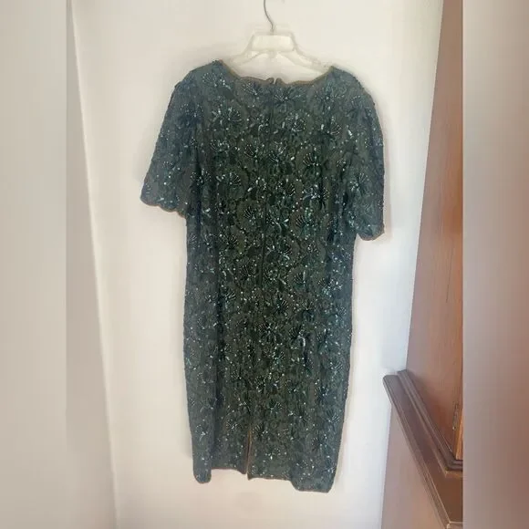 Vintage Stenay plus size green sequin dress - Picture 10 of 12